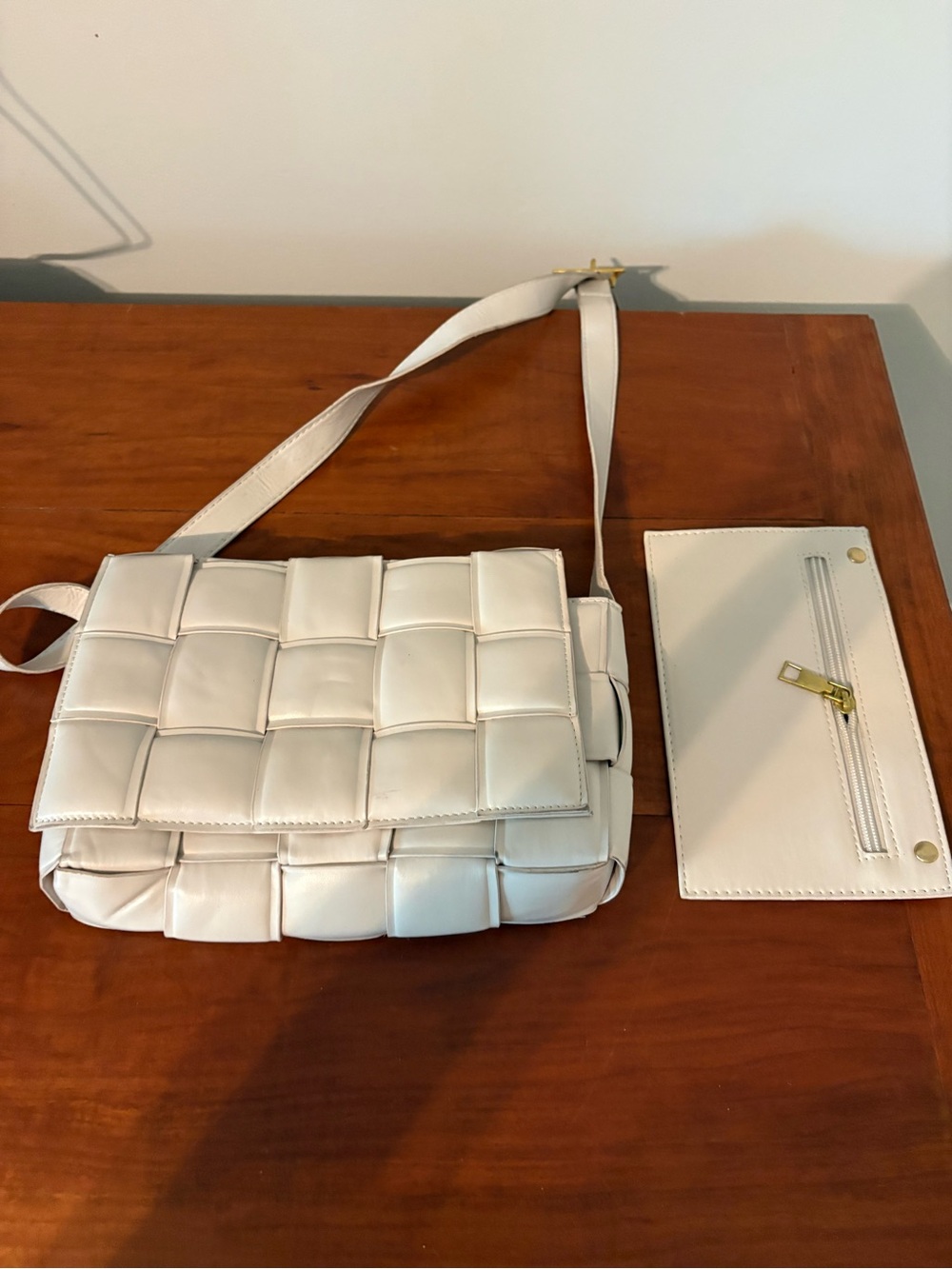 Cream woven padded shoulder bag quiet luxury minimalist purse - Picture 7 of 13
